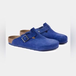 Birkenstock Boston Indigo Blue Nubuck Leather Slip On Strap Size 41 US 8 Men
